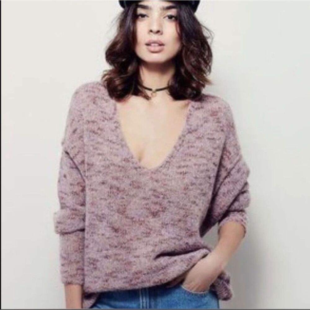 FREE PEOPLE Stella Softly Oversized Alpaca Mohair Blend Mauve Sweater